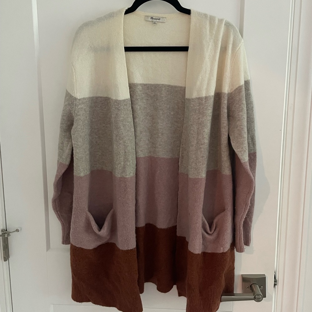 Madewell medium colorblock pink neutrals sweater cardigan